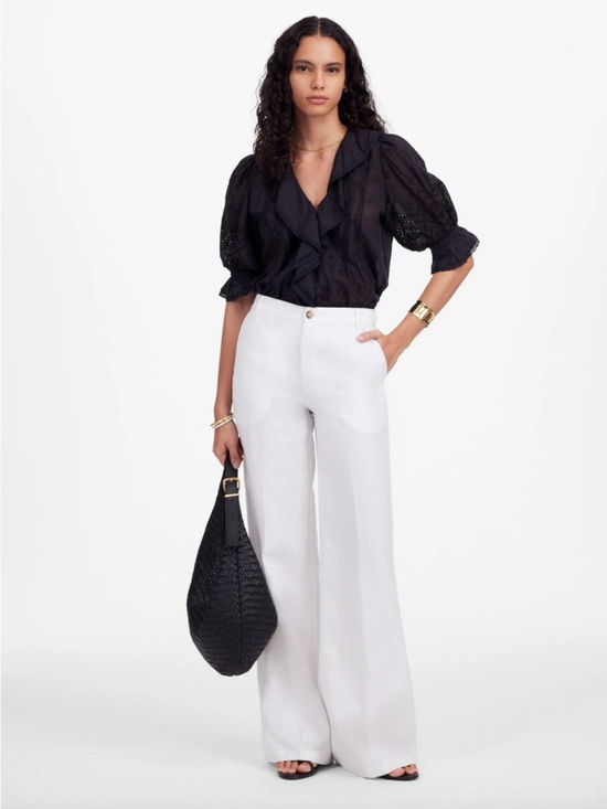 Madewell Pants - Madewell The Zoe Relaxed Wide Pant in 100% Linen Size 14 in Salt White